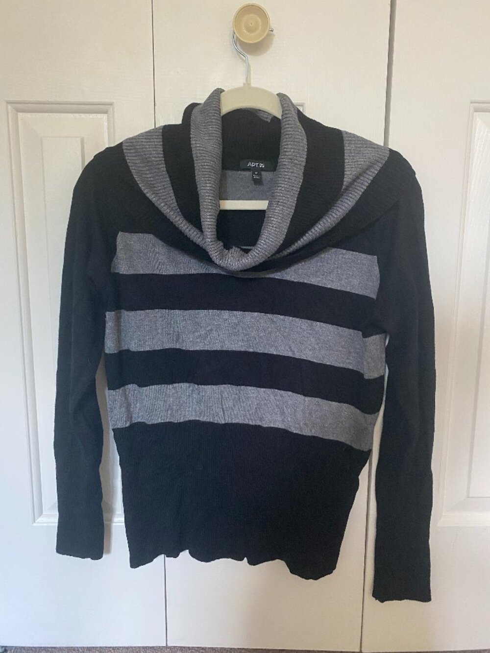 Apt 9 Gray & Black Striped Turtleneck